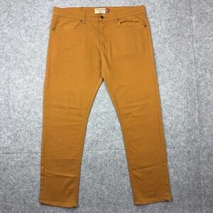 Hudson & Barrow Pants Mens 36x30 Brown Straight Slim Stretch Chino Casual Jeans